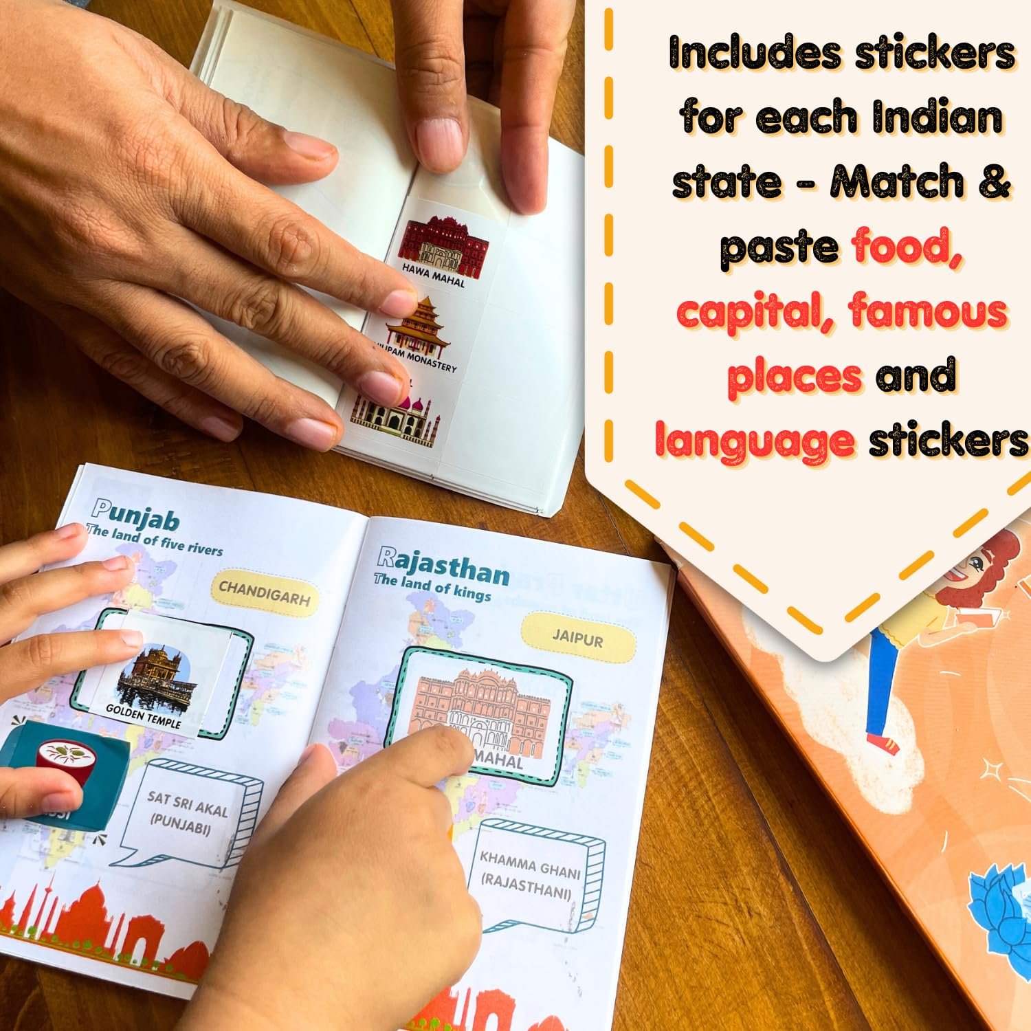 CocoMoco Kids India Passport for Kids, Learn About States of India & UTS, Geography Educational Toy Activity Kit with Stickers, Ages 4-5, 6-7, 8-10, 11 Year Old (Pack of 3) - Image 3