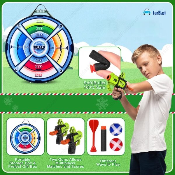 FunBlast Gun Toy For Kids Gun With Sticky Target Dart, Foam Bullets & Sticky Balls, Target Shooting Games, Long Range Shooting Darts Gun Toy For Kids, Indoor Outdoor Fun Games, Multicolor - Image 4