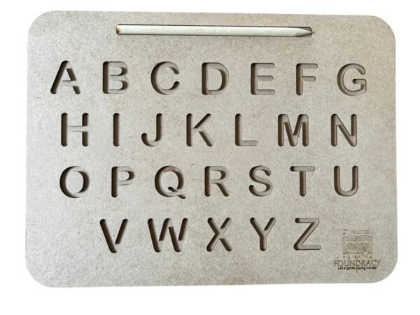 Wooden Alphabet Tracing Board for Kids 2+ Years| Handwriting and Learning Slates for Children| with Tracing Pencil|Educational Toy for Writing Practice for Preschoolers (Alphabet Capital) - Image 4
