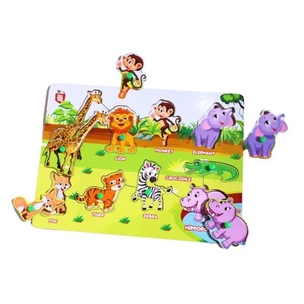 MABLE Educational Wildlife Puzzle Game for Kids, Wooden Puzzles for Boys & Girls, Shape Sorter Puzzle Games for Kids Age 2 Years Old & Above, Increase Concentration & Develop Skills