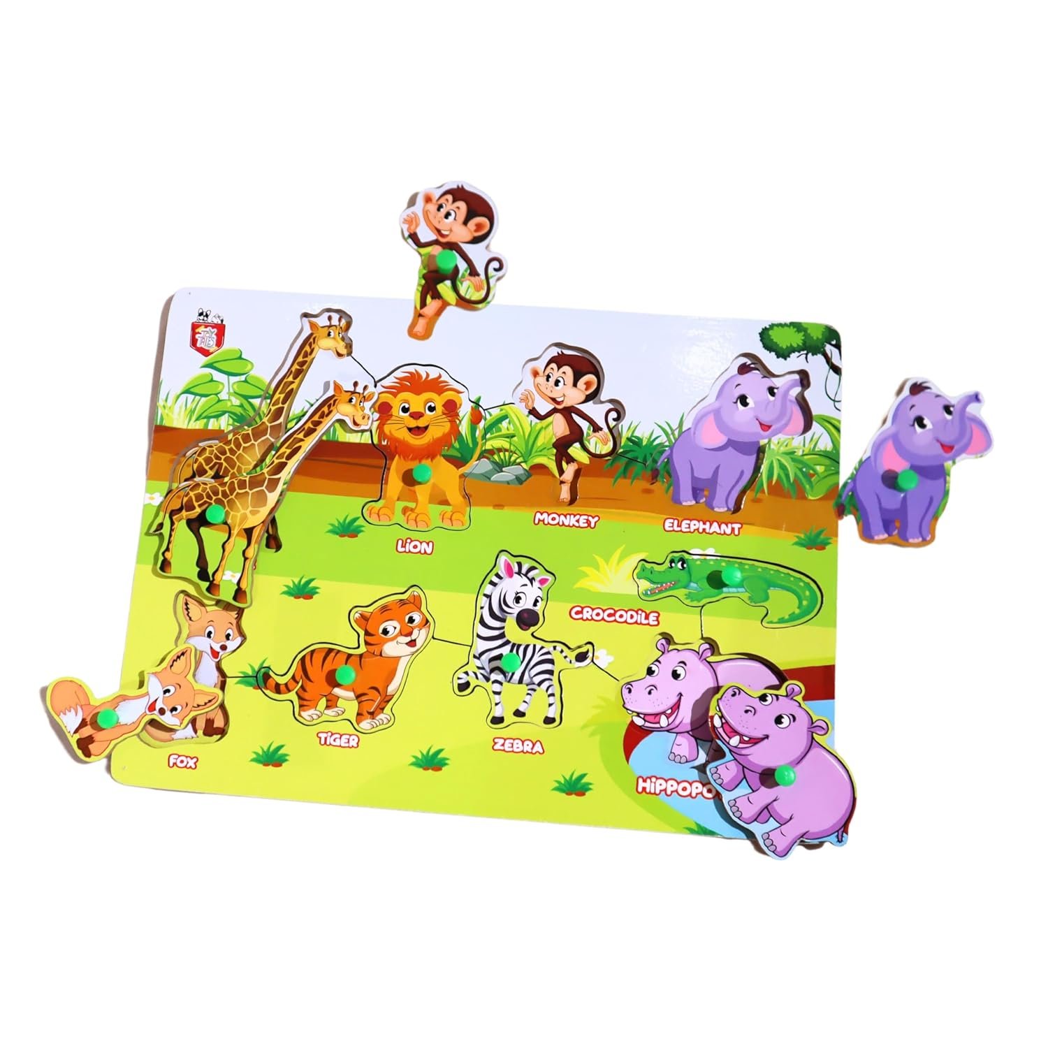 MABLE Educational Wildlife Puzzle Game for Kids, Wooden Puzzles for Boys & Girls, Shape Sorter Puzzle Games for Kids Age 2 Years Old & Above, Increase Concentration & Develop Skills