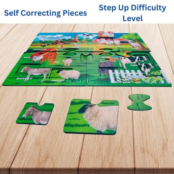 Wooden Farm Animal Puzzle for Kids 3-6 Years | 18 Pieces Farm Animals Educational Wood Toddler Puzzle | Birthday Gift Kids Toys for 2-5 Years | Real Farm Animals - Image 4