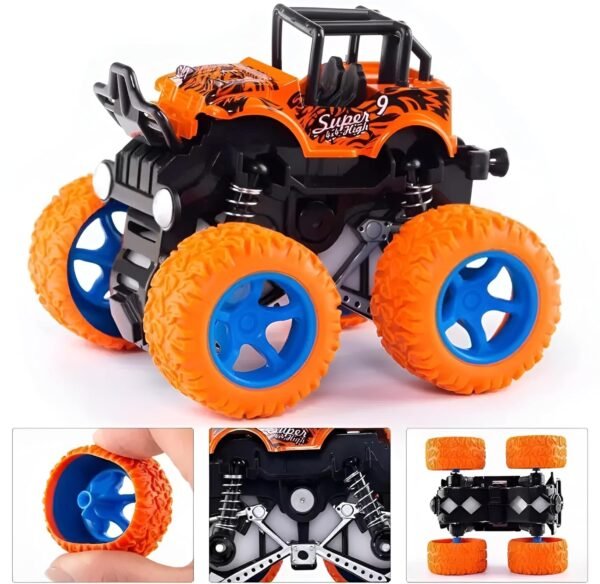 SkyWhiz 4x4 Mini Monster Friction Power Truck, Toys for Boys 3-7 Years Old, Durable High-Density Alloy and Non-Toxic Plastic (Pack of 2) - Image 6