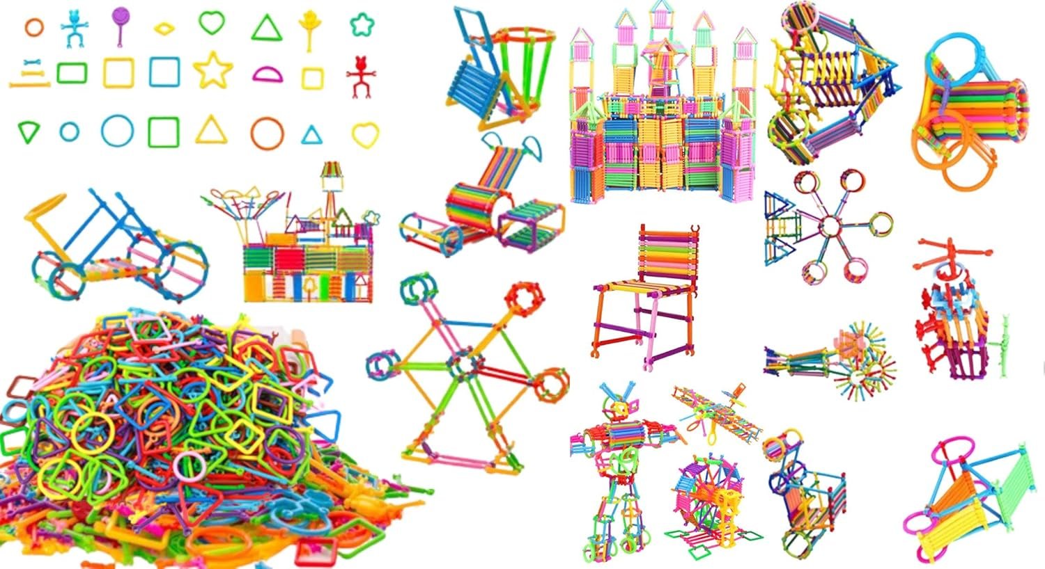 200+ Piece Building Blocks for Kids,Smart Stick Toys Block Game for 3-8 Years Old Kids Boys & Girls,Random Color (Smart Stick Kids Building Block Toys)