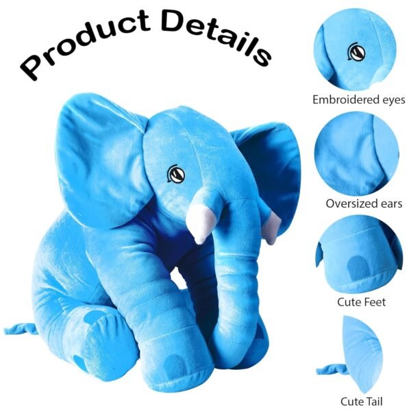 DearJoy Big Size Fibre Filled Stuffed Animal Elephant Soft Toy for Kids of Plush Hugging Soft Toy for Kids boy Girl Birthday Gift (3 Years+, 60 cm, Blue Color) - Image 2