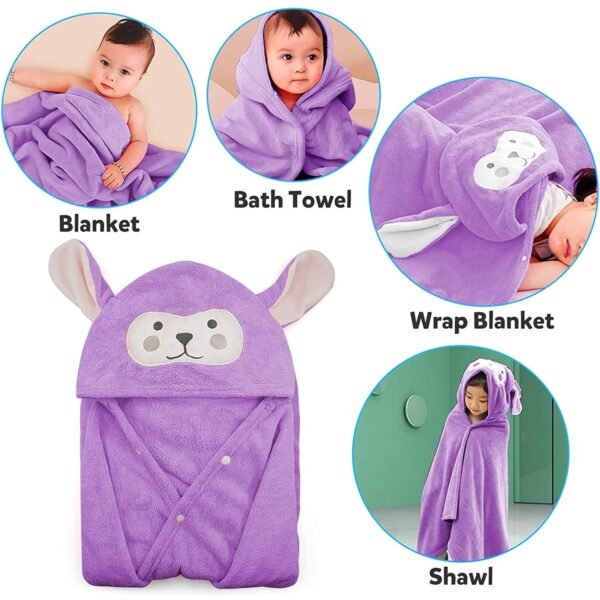 Baby Bath Towel with Hood, Ultra Soft Hooded Baby Towels Super Absorbent Bathrobe Blanket Perfect Shower Gifts for Boys or Girls, Newborn, Babies, Infant and Toddlers 27.5 - Image 6