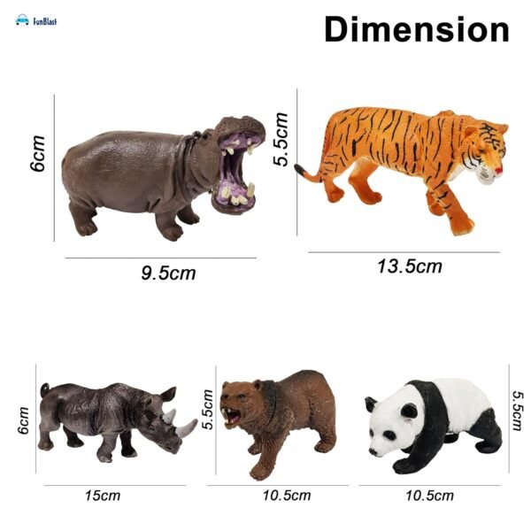 FunBlast Animal Toy Set for Kids – Set of 5 pcs Animal World Figures Play Set Toys for Kids, Animal Toys for Boys & Girls – Multicolor (B) - Image 3