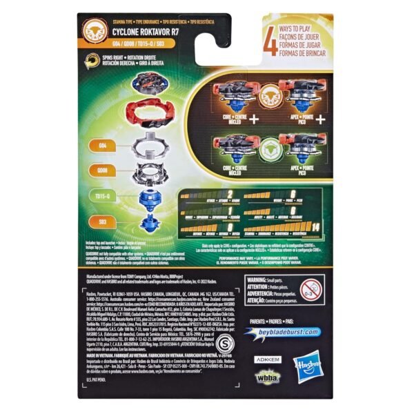 Beyblade Burst QuadDrive Cyclone Roktavor R7 Beyblade Spinning Top Starter Pack, Stamina/Defense Type Battling Game with Launcher, Toy for Kids - Image 6