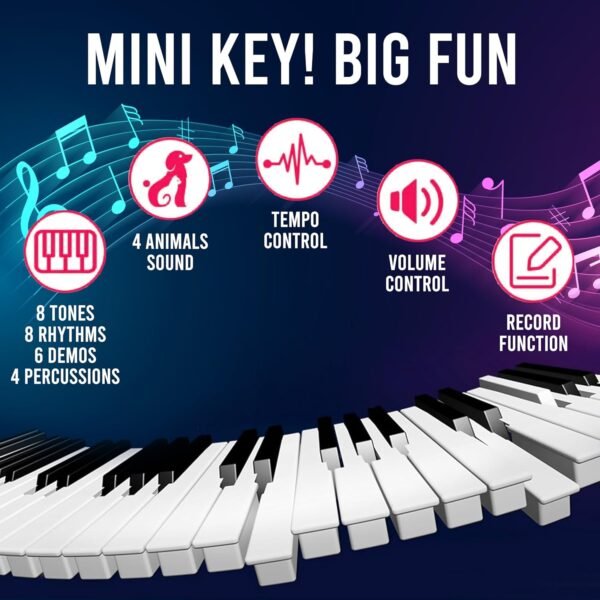 Gesto Piano for Kids with Mic Recorder - 37 Keys 8 Rhythms 8 Tones 6 Demos Portable Musical Toys, Keyboard Musical Instrument for Boys Girls | Baby Toy for Age 3 to 14 Years (1 Yr Extended Warranty) - Image 4