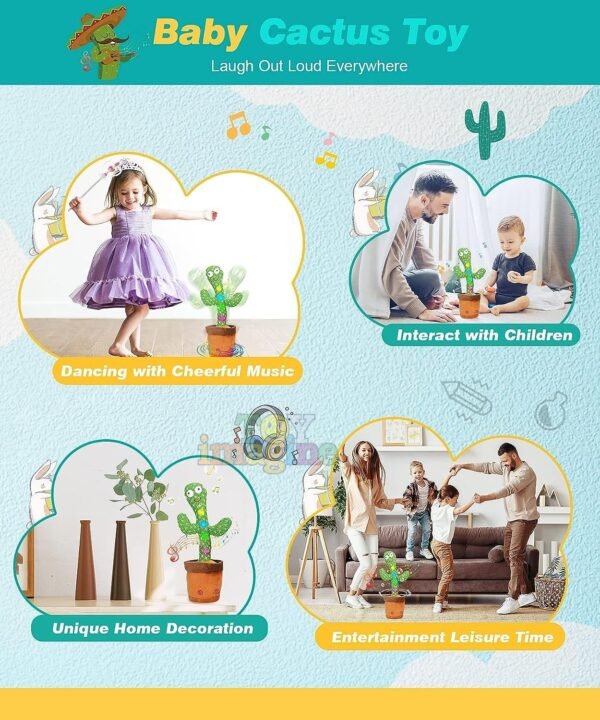 Toy Imagine Cactus Toy for Babies Dancing,Talking, Speaking, Recording | Repeat What You Say | Singing Electronic Pet for Toddlers | Swing and Sing Toy-Charger Cactus Plant.. (Age 1-10 Years). - Image 6