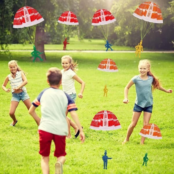 Parachute Toy For Kids Action Figures Hand Throwing Kids Outdoor Mini Paratrooper Toys For Kids Boys And Girls Parachute Flying Hand Launcher Pack Of 20 Pcs (Flytoyes-Parachute20), Multicolor - Image 2
