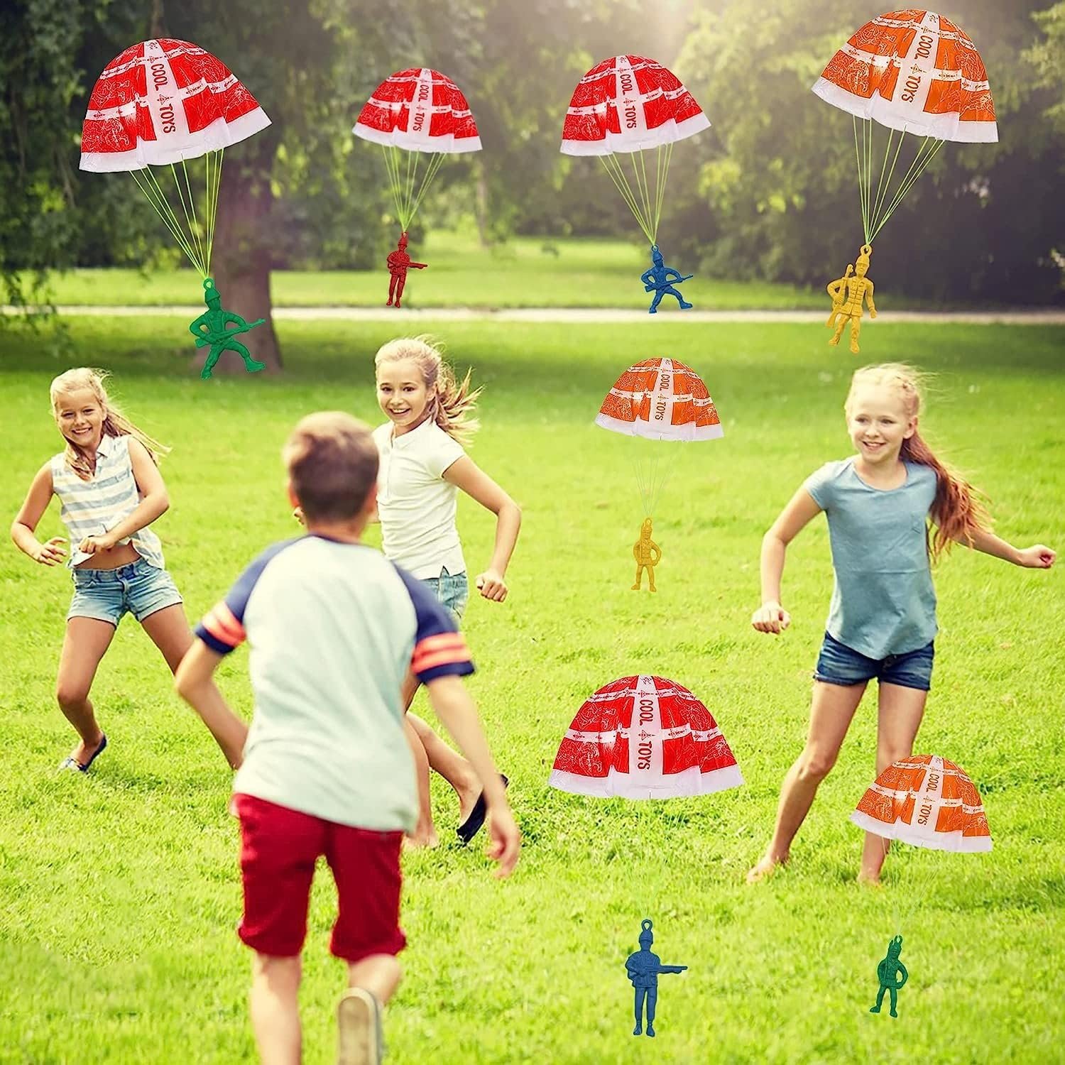 Parachute Toy For Kids Action Figures Hand Throwing Kids Outdoor Mini Paratrooper Toys For Kids Boys And Girls Parachute Flying Hand Launcher Pack Of 20 Pcs (Flytoyes-Parachute20), Multicolor - Image 2