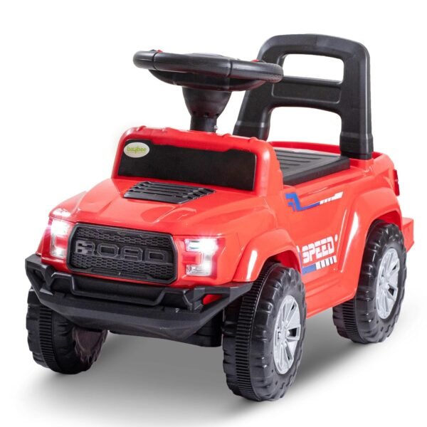 Baybee Ride on Baby Car for Kids | Push Ride on Jeep with Music & LED Light | Portable Ride on Toys Car with Backrest & Storage Basket | Kids Car to Drive 1-3 Years Boys Girls (Red)