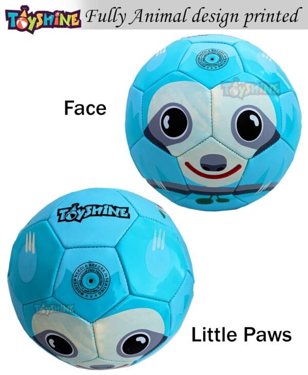 Toyshine Edu-Sports Kids Football Soccer Educational Toy Ball, Size 3, 4-8 Years Kids Toy Gift Sports, Sloth (Blue) - Faux Leather - Image 2