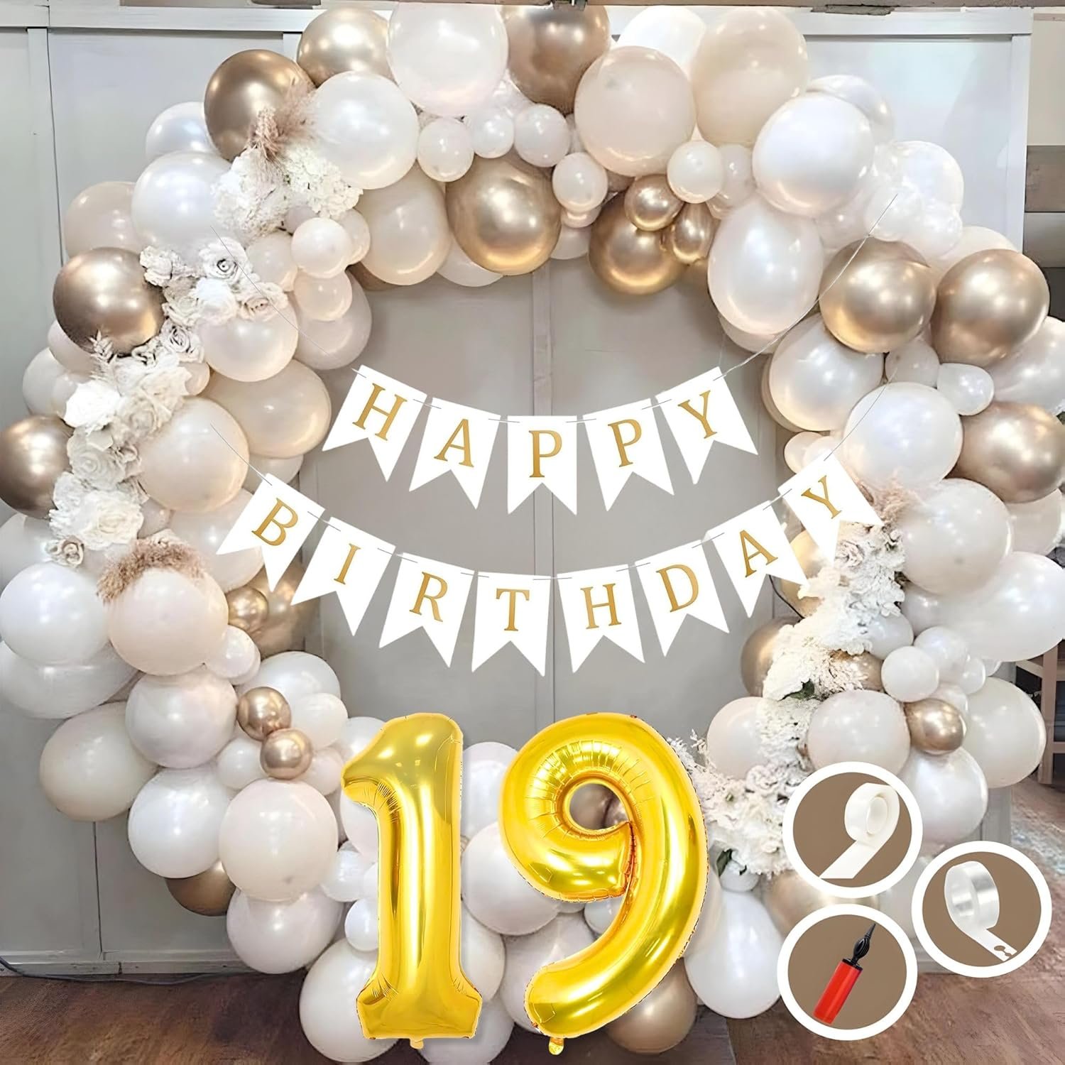 Natural Latex Balloon, Paper Banner 9th Multicolour Birthday Decoration for Boy Girl Kid Men Women|60Pcs Mix Balloons|Gold Cursive Glitter Birthday Banner|BalloonPump|ArchTape|GlueDot - Image 3
