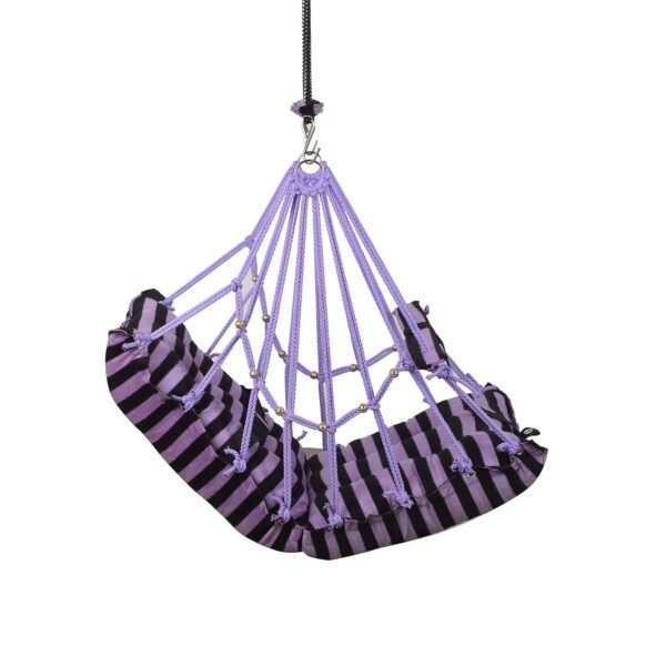 Cotton Swing Chair for Kids Baby\'s Children Folding and Washable 1-5 Years with Safety Belt/Home, Garden Jhula for Babies |Swing for Kids| Cradle | (Purple) - Image 4