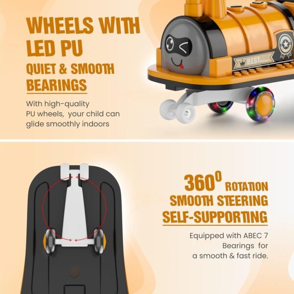 Train Car for Kids 1 Year+ | 2 Year+ | Baby Panda Swing Car | Ride On Car for Kids | Musical Twister Toy Car Magic | Best Birthday Gift for 1-5 Years Baby | Upto 100kg (Tangerine) - Image 5