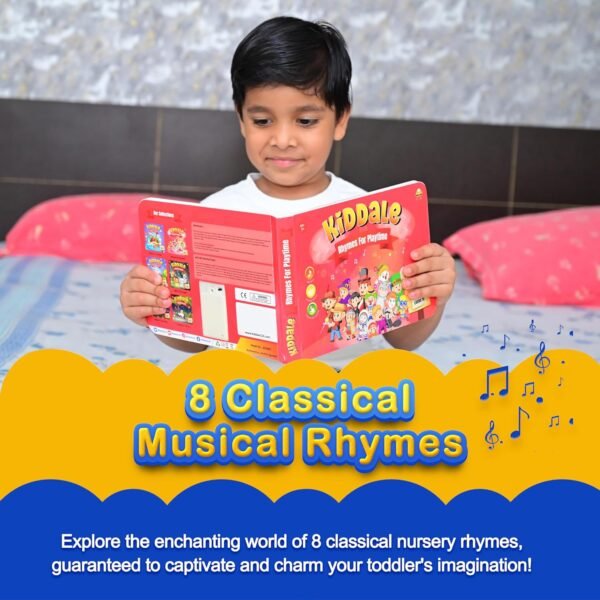 Kiddale 28 Musical Sounds Book|8 Classical Audio Nursery Rhymes Learning|Interactive & Intelligence Book|Alternative to Mobile Phones & Laptops for Kids|Best Gift for 1,2,3 Year Kids, Pink - Image 4