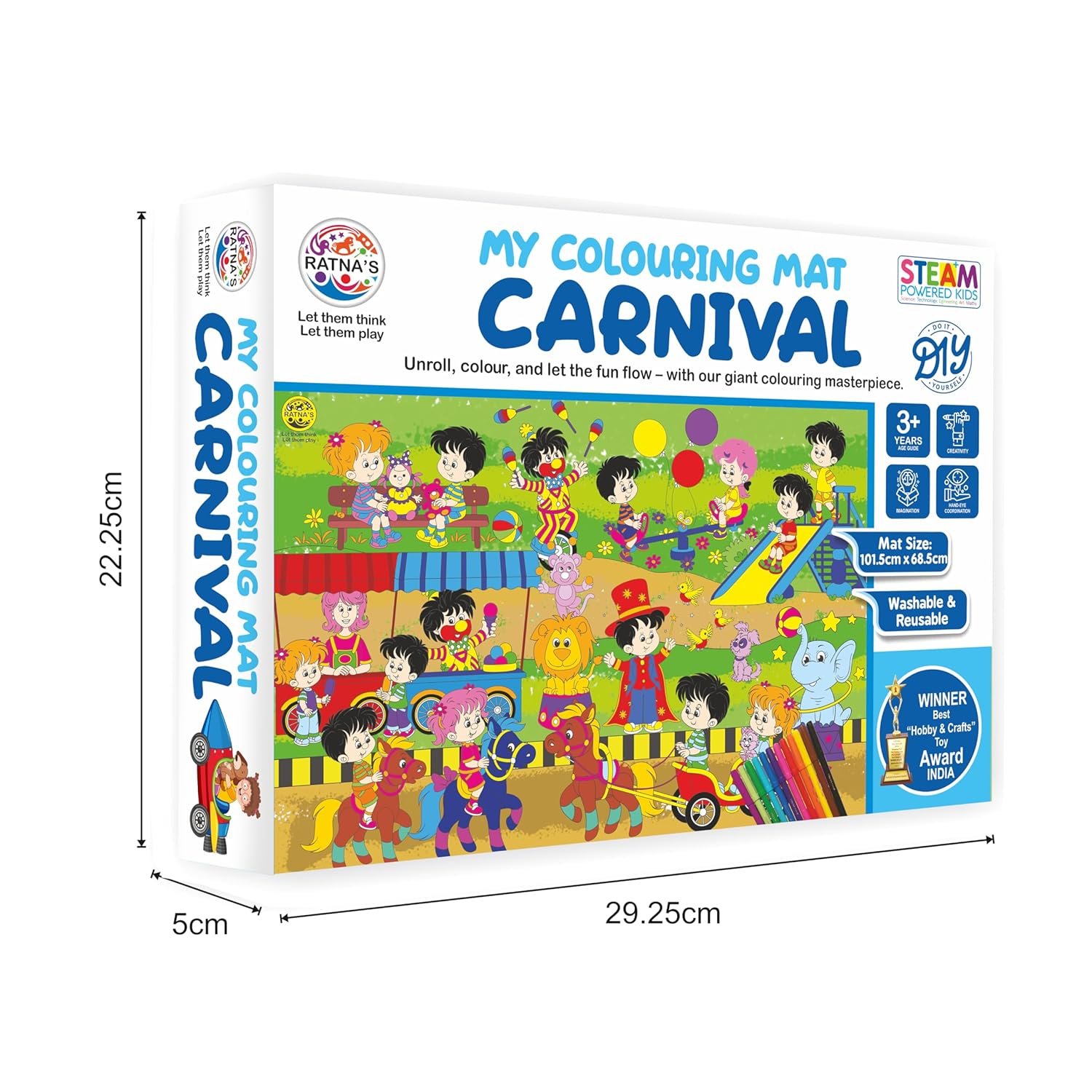 Ratna\'s My Coloring Mat Carnival Printed Mat of Size 40 x 27 Inches, Washable & Reusable Colouring Kit for Kids 3+ Years - Image 5