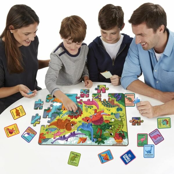 60 Piece Wooden Puzzle for Kids 4-6 Years - Dinosaurs World Jigsaw Floor Puzzle With Booster Cards & Box - Safe & Durable Educational Toy - Image 6