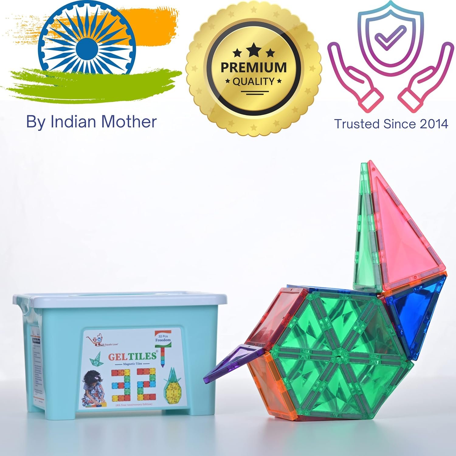 Freedom- 32 Pcs Of Magnetic Tiles Building Blocks Toys With Storage Box Constructing And Creative Learning Educational Next Generation Multicolor Stem Toy For Kids Age 3+ (32 Pcs Set) - Image 6