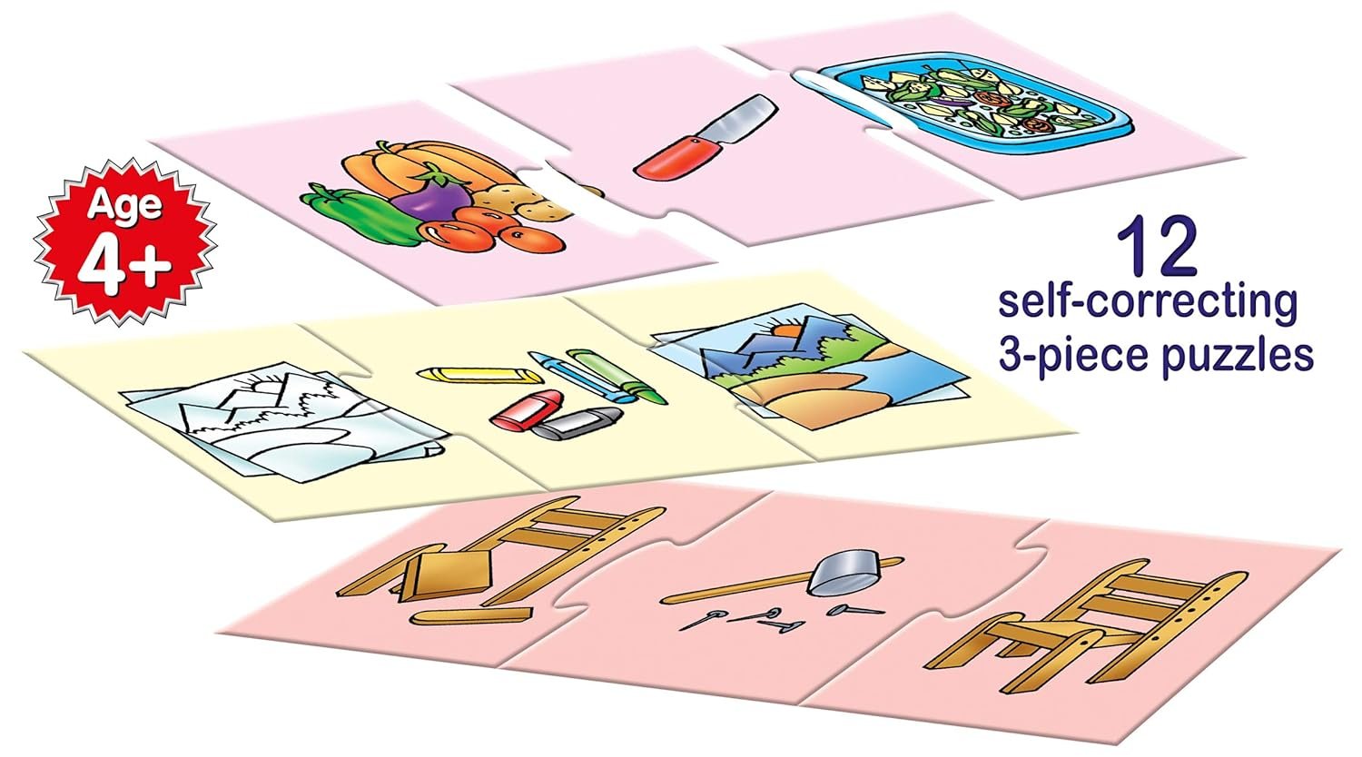 Frank Before & After (36 Pieces) 12 Self-Correcting 3 Pcs Puzzle-Early Learner Educational Jigsaw Puzzles Set with Images for Kids 4 Years and Above - Educational Toys and Games - 10348 - Image 3