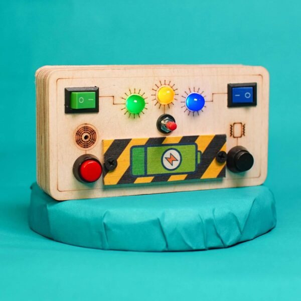 Toys Montessori Buzz Lite Busy Board with LED Light Switch, Wooden Sensory Toy for Toddlers & Kids 1-6 Years, Develops Hand-Eye Coordination for Boys & Girls - Image 5