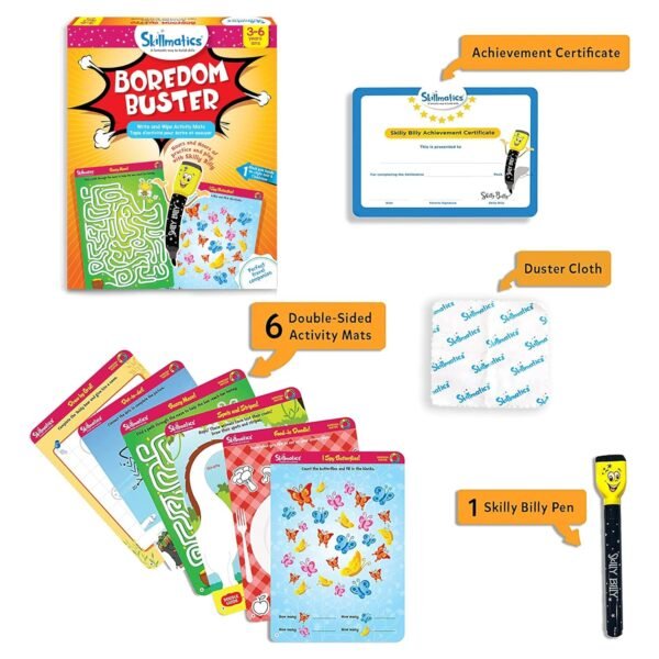 Skillmatics Educational Game - Boredom Buster, Reusable Activity Mats with Dry-erase Marker, Gifts, Travel Toy for Kids Ages 3, 4, 5, 6 - Image 3