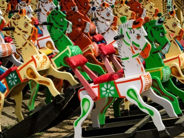 Wooden Rocking Horse Rocker Ride-on Toy for Indoors and Outdoors | Channapatna Wood Rocking Horse | Handmade Wooden Toys Toddler Gift| Gift for Kids/Boys/Girls (2-5 Years) (Green) - Image 4