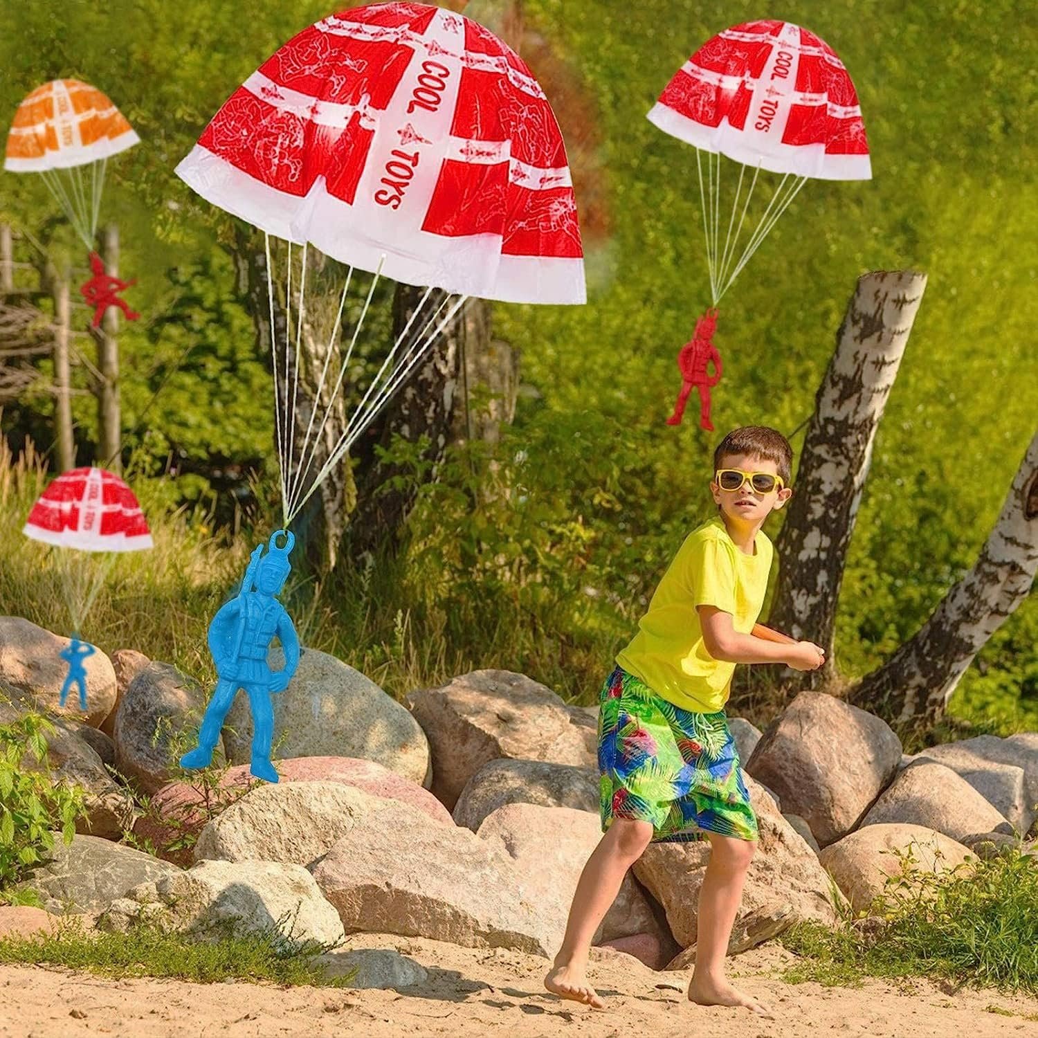 Gameshub Flying Parachute Toys Hand Throwing Watching Landing Toys For Kids Hand Throw Parachute Army Man Paratrooper Ramdon Color, Assorted - Image 4