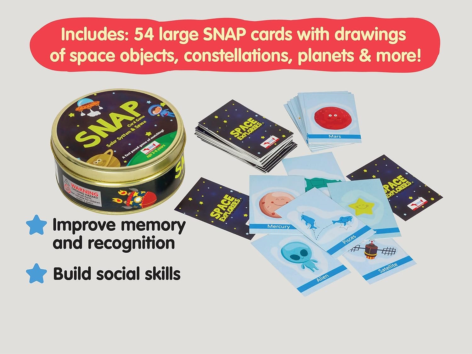 CocoMoco Kids Solar System Snap Flash Card Educational Game for Kids, STEM Toy for Boys and Girls, Ages 2-6 Year (Pack of 3) - Image 4