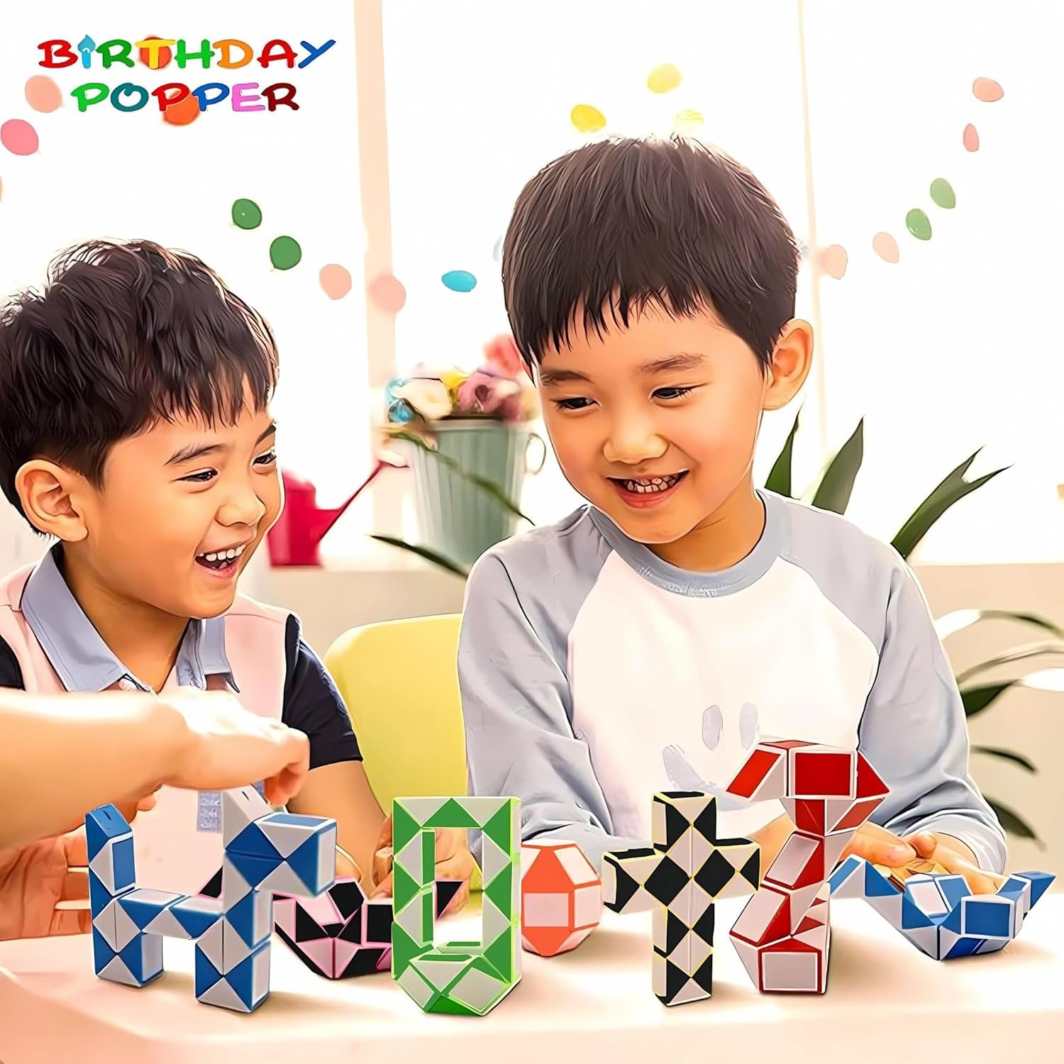 Birthday Popper Large Snake Puzzle - Set of 10 | Ideal for Birthday Return Gifts | Fun & Educational Twist Puzzle Toys,for All Ages - Image 2