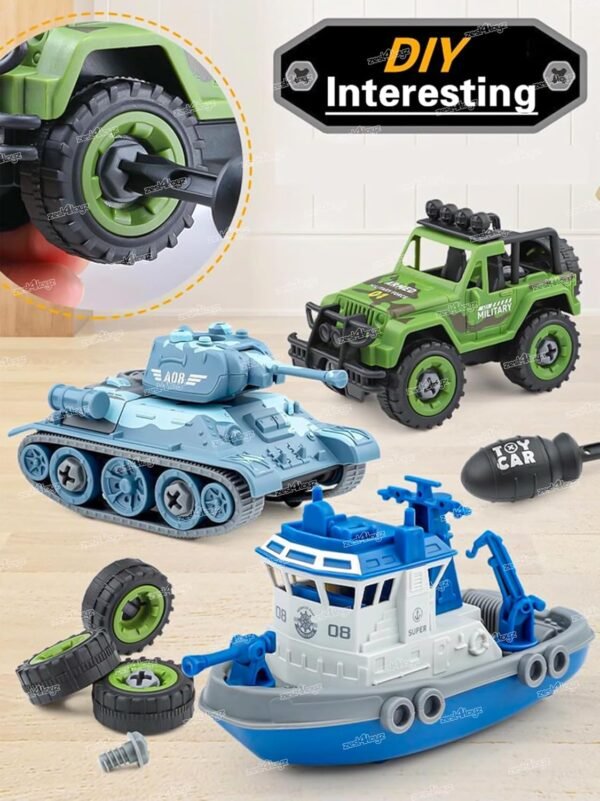 Zest 4 Toyz Pack of 4 DIY Vehicle Toys Take Apart Toys Military Army Car Toy Kids STEM Sand Toys for Kids Birthday Gifts for Boys 2 3 4 5 6 Year Old (Multicolor) - Image 6