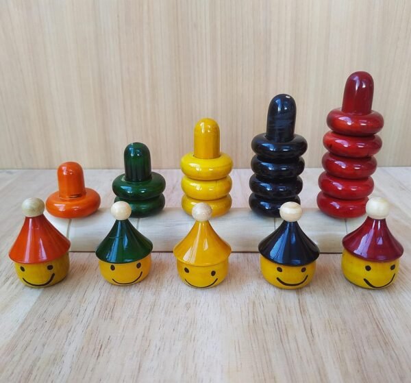 Match & Stacking Wooden Ring Tower - Educational Toy for Toddlers (1 Year and Above) - 15 Multicolor Rings - Eco-Friendly Wooden Toy - Preschool Learning - Image 6