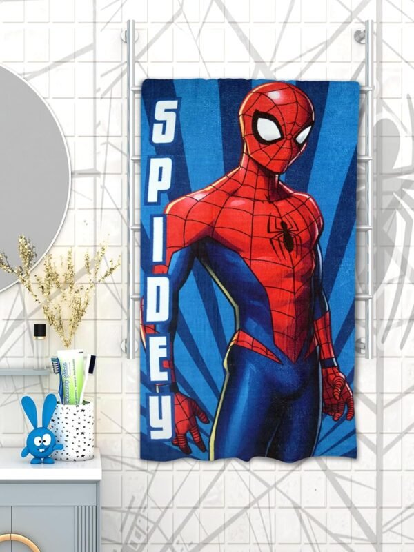 Athom Living Marvel Spidey 350 GSM Cotton Kids Bath Towel (60x120 cm, Multi Color)