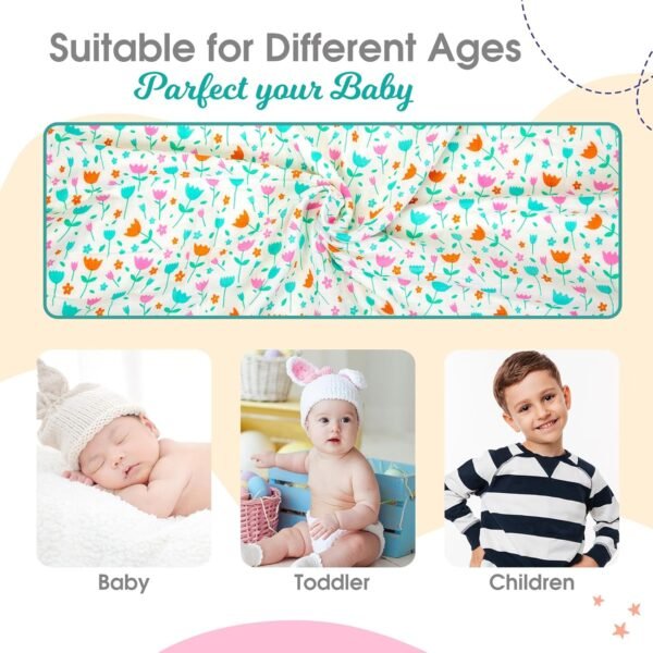 Mee Mee Supremely Absorbent 100% Cotton 2 Layer Premium Soft Baby Towel for New Born | 2 Layers of Muslin & Terry | Washcloth for Kids/Toddlers/Infants/Babies | Pack of 1- Flower Print 75X100 CM - Image 6