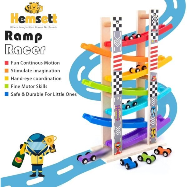 Colorful Ramp Racer Car Toy (1 Year Warranty) – 7 Layer Car Race Track for Kids, Safe & Durable Design with 7 Cars, Promotes Learning & Motor Skills, for Kids Ages 1 2 3 Years - Image 4
