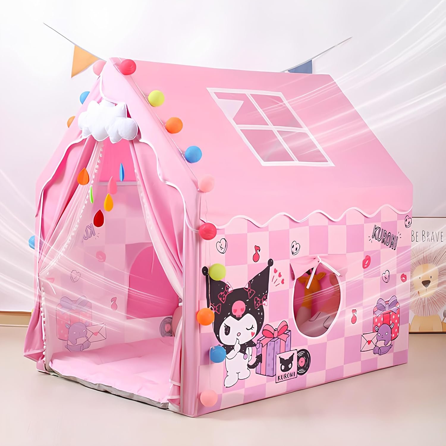 Colorfull and Extremely Light Weight Indoor and Outdoor Kids Play Tent House for 3-8 Years Old Kids Girls and Boys (Pink CAT-*98) - Image 5