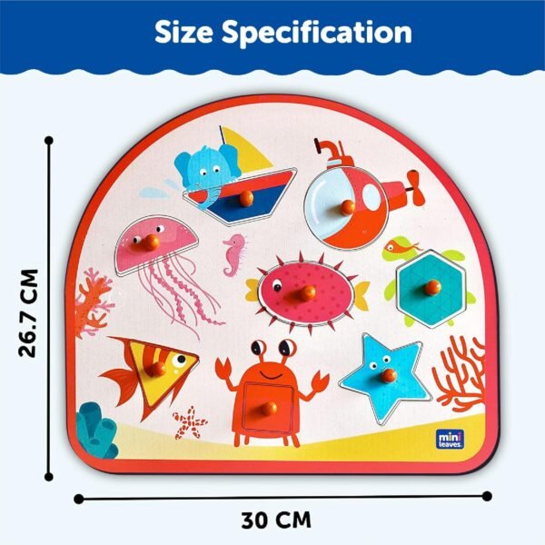 Sea Treasures Wooden Knob and Peg Puzzle for 2+ Years Kids | Montessori Wooden Toys | Shape Sorter for 2 Years Kids - Image 3
