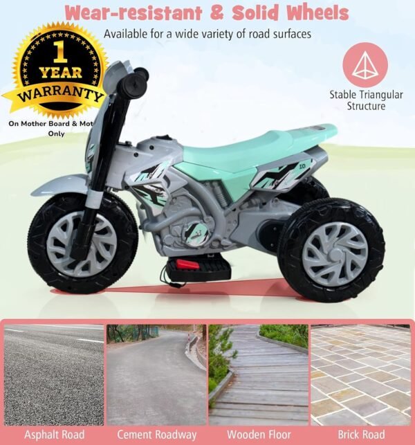 Wishmaster Baby & Toddler Early Age Toys for 1+, 2+, 3+ & 4 Year Kids Battery Operated Rechargeable Ride On Bike (Small EV Bike [ 2, 3, 4 Years Kids], Grey/Blue) - Image 3