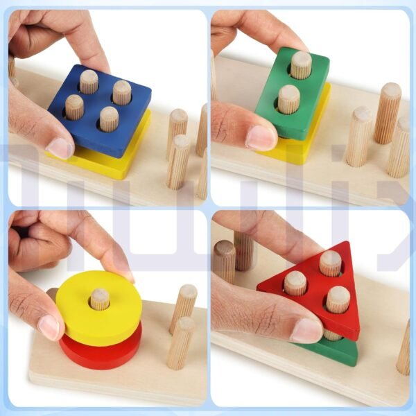 Toys for 1 2 3 Year Old Boy Girl, for Ages 2-4 0-2 Toddlers Kids Baby, 1 2 Year Old Boy Girl Birthday Gifts, Wooden Learning Puzzle Shape Sorter Toys for Toddlers 1-3 - Image 4