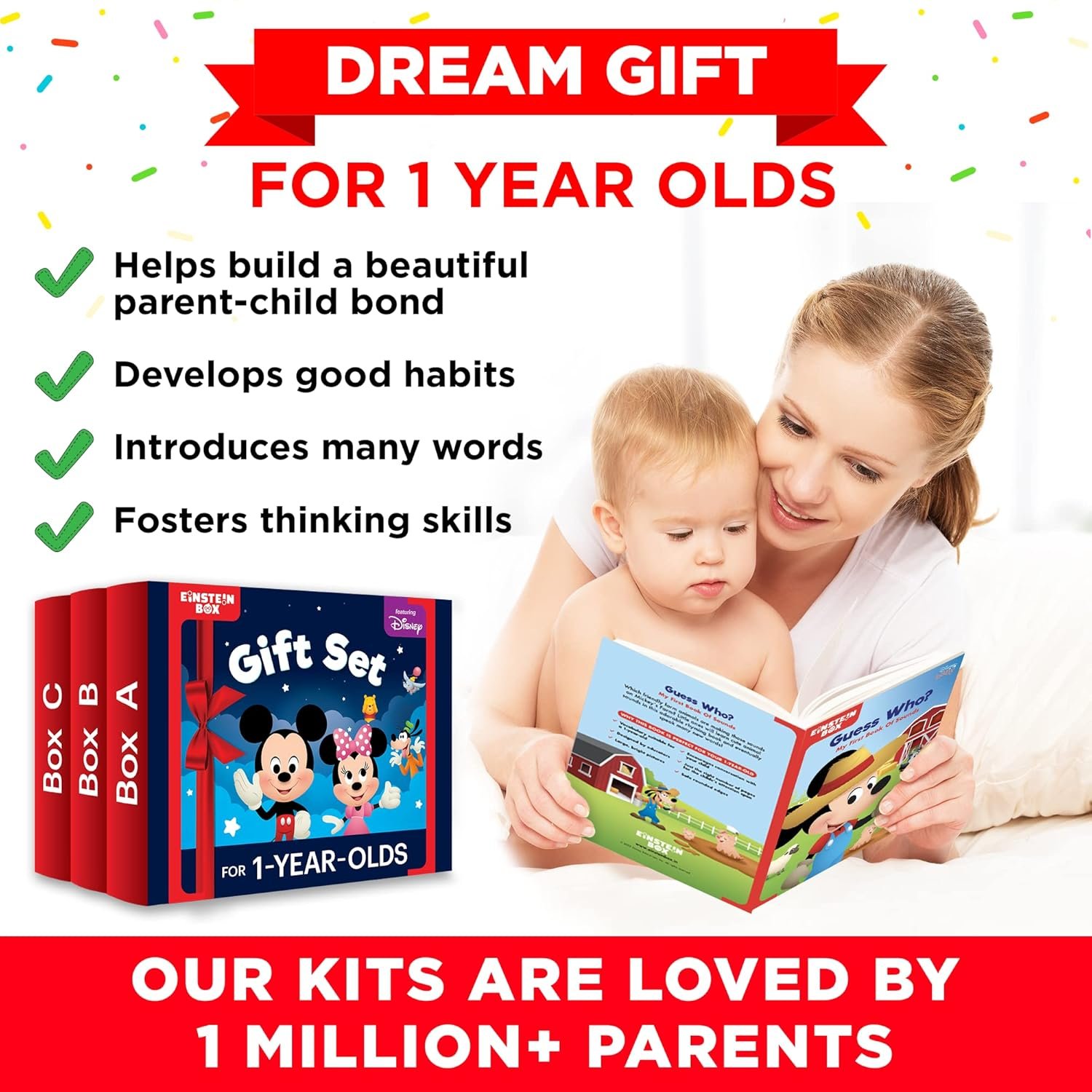 Einstein Box Featuring Disney for 1-Year-Old Boys/Girls | Disney Gift Toys for 1-Year-Old Boys & Girls | Board Books, Pretend Play Set | Learning & Educational Toys | Birthday Gift Set of 3 | - Image 6