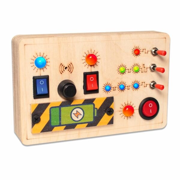 Toys Montessori Toggle Play Busy Board with LED Light, Wooden Sensory Activity Board for Toddlers & Kids 1-6 Years, Hand-Eye Coordination & Brain Development for Boys & Girls - Image 3