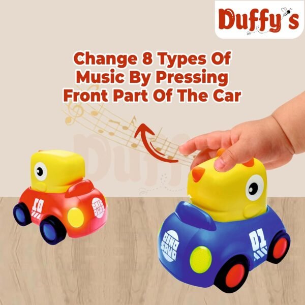 Duffy\'s Musical Baby Dinosaur Toy Cars for 1 2 3 Year Old Friction Powered Musical with Lighting Car Kids Toys Age 1 2 3 4 5 Baby Toys 12-18 Months 1st Birthday Gift for Kids Toys (Pack of 1) - Image 4