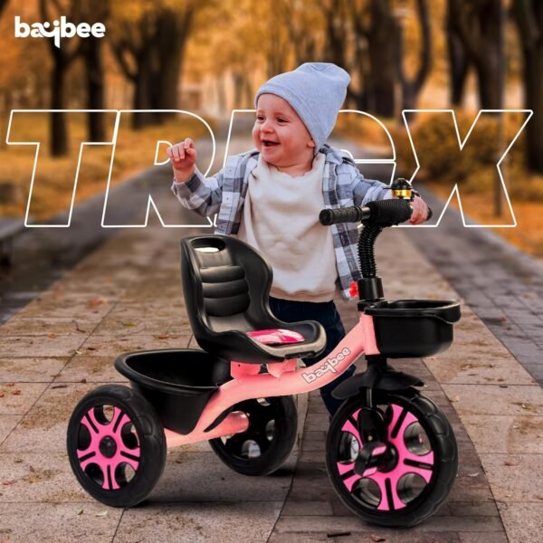 Baybee TRIGx Baby Tricycle for Kids | Smart Balanced Baby Trikes with Comfort Seat, Front & Back Storage Baskets & Eva Wheels | Children Bicycle for Kid | Kids Cycle for 2-5 Years Boy Girl (Pink) - Image 2