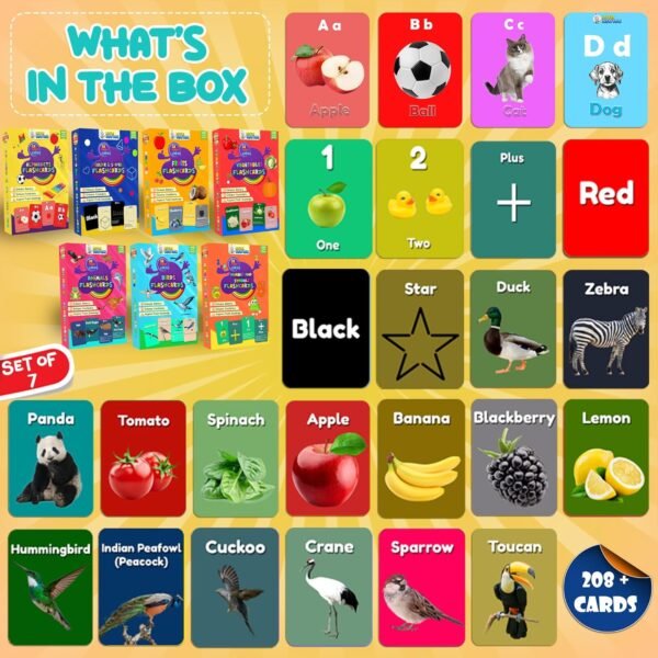 LittleNewton Flash Cards For Kids - Premium Thick Modern Flash Cards For Kids, Educational & Brain Toys For Kids, Montessori, Age- 1-6 Years Old,Preschool Learning For Kids [PACK OF 7| 210 FLASHCARDS] - Image 5