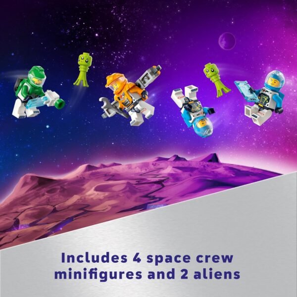 LEGO City Command Rover and Crane Loader Outer Space Toy Building Set, 4 Astronaut Toy Minifigures, Space Robot, 2 Alien Action Figures, Gift for 7 Year Old Boys, Girls, and Kids, 60432 - Image 5