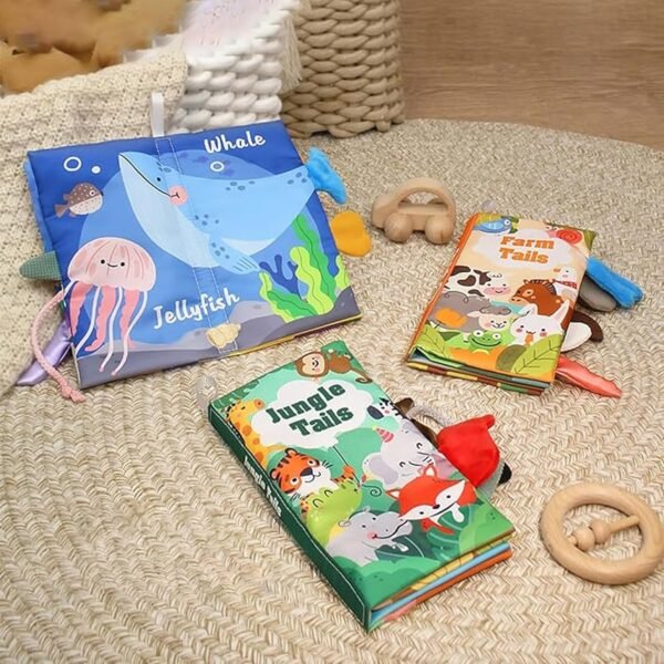 Kidology Learning Tails Book, Children\'s Tail Cloth Book Set, Tear Resistant Books with Rustling Sound, Early Educational Toy for 0-3 Years Boys & Girls, Ideal for Baby Showers - Image 2