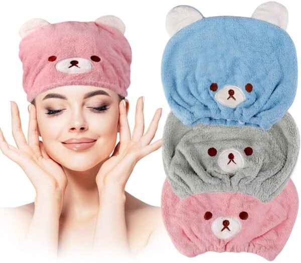 Hair Drying Towel Wrap with Cat Ear,Microfiber Hair Towel Quick Drying Hair for Women and Kid Girls,Super Absorbent Quick Dry Bath Shower Dry Head Turban - Image 3