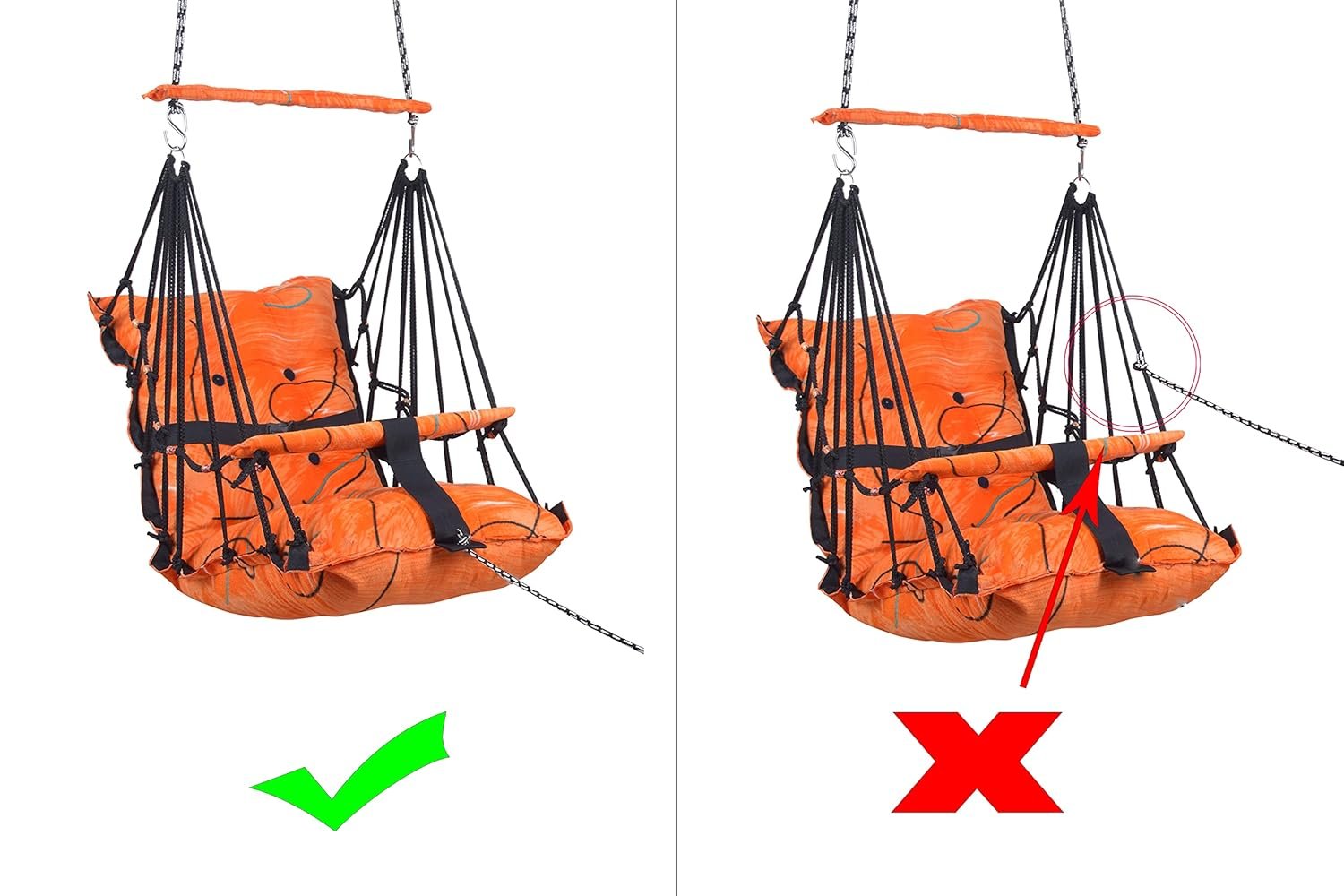 Cotton Baby Hanging Swing for Kids jhula 1-5 Years Swings Cradle Chair uyyala New Born Baby Gifts Foldable and Washable with Safety Belt, Home & Garden (Orange) - Image 6